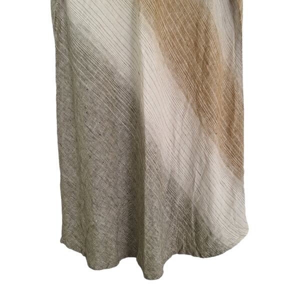 Flax 100% Linen Boho Sage Rust Cream Vertical Stripe Super Cute Tank S - Picture 8 of 11